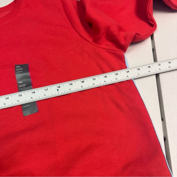 All In Motion Red Crew Neck Sweatshirt w/White and Blue Stripe Detail Size XXL - Picture 7 of 8